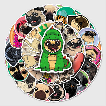 Cute Animal Dog Pug Stickers for Laptop Luggage Skateboard Kids Gift (ONLINE ORDER ONLY)
