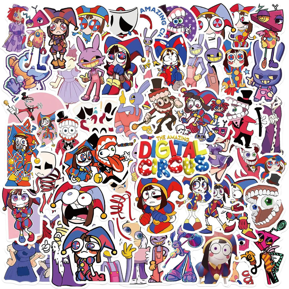56pcs Cartoon Digital Circus Series Graffiti Stickers Suitable for Laptop Helmet Desktop Decoration DIY Sticker Toys (ONLINE ORDER ONLY)