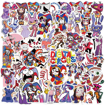 56pcs Cartoon Digital Circus Series Graffiti Stickers Suitable for Laptop Helmet Desktop Decoration DIY Sticker Toys (ONLINE ORDER ONLY)