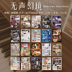 20 Pages Japanese Retro Ins Decorative Stickers Book Scrapbooking Phone Case DIY Journal Collage Material Sticker Gift (ONLINE ORDER ONLY)