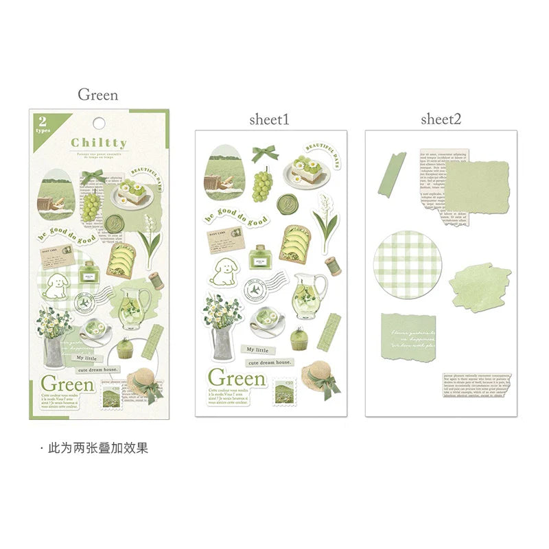 2pcs Japanese Cute Bear Strawberry Flower Landscaping Stickers Scrapbooking Junk Journal Planner Collage Material Stationery (ONLINE ORDER ONLY)