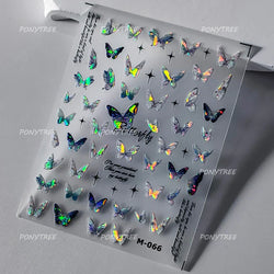 Steam Punk Butterfly Gear Green Star Gold Stamping Self Adhesive Nail Art Decoration Stickers Illusion Polarized Manicure Decals (ONLINE ORDER ONLY)