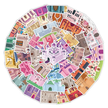 10/40pcs Fairy Tale Castle Stickers For Notebooks Stationery Computer Kscraft Pink Sticker Scrapbooking Material Craft Supplies (ONLINE ORDER ONLY)