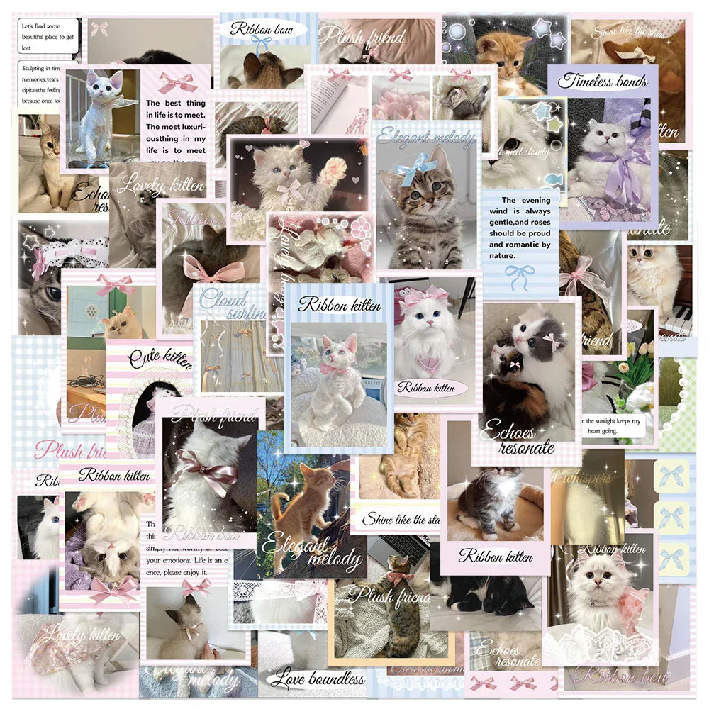 50PCS Kawaii Pink Cat Stickers Waterproof for Car, Laptop, Kids Toy (ONLINE ORDER ONLY)