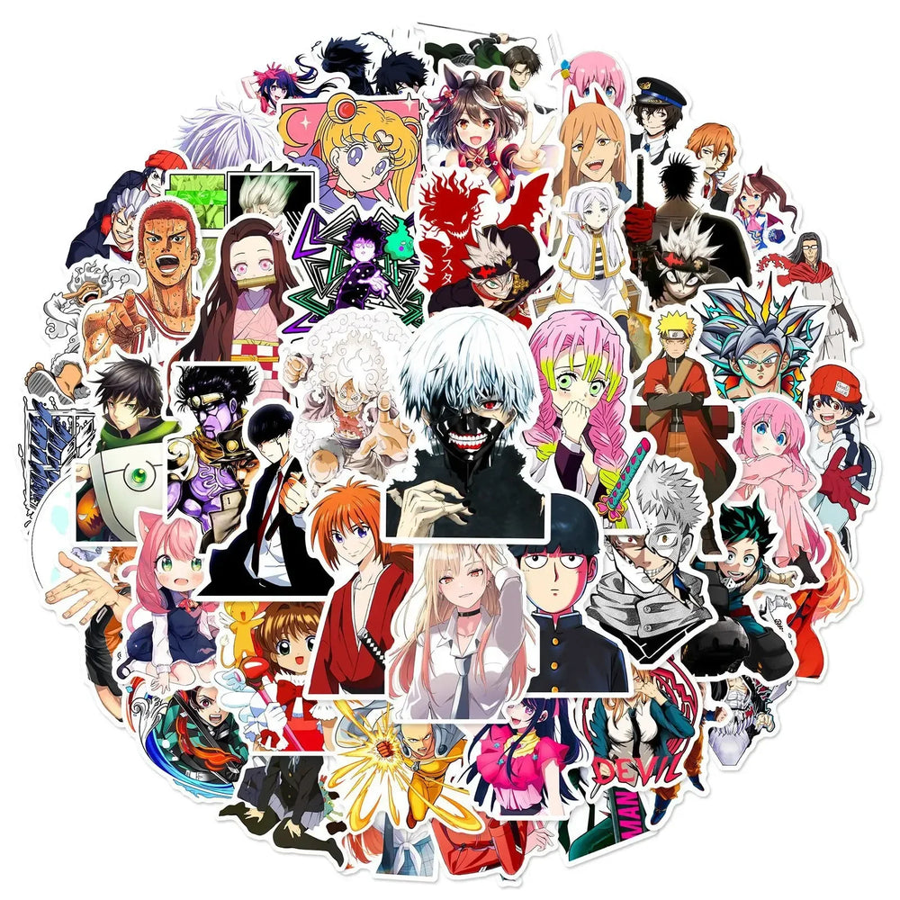 50Pcs Anime Stickers Waterproof Decals for Laptop, Motorcycle, Luggage, Phone (ONLINE ORDER ONLY)
