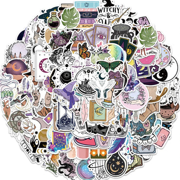 10/30/50/100pcs Boho Magic Witch Crystal Aesthetic Stickers Notebook Laptop Skateboard Car Luggage Decoration Sticker Kids Toy (ONLINE ORDER ONLY)