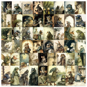 10/50PCS Funny Fairy Tales Animal Illustration Stickers Vintage Graffiti Toy DIY Scrapbook Skateboard Phone Notebook Sticker (Online Order Only)