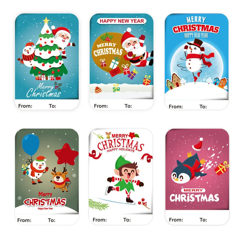 50-250Pcs Christmas Labels Sealing Sticker Aesthetic Kraft Paper Thank You Stationery Supply Decorative Scrapbook (ONLINE ORDER ONLY)