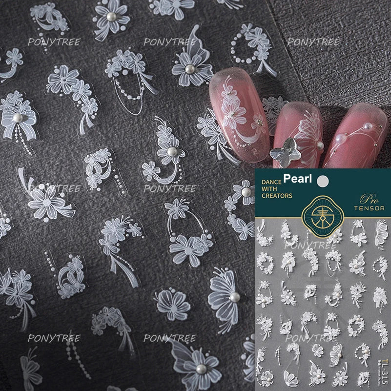 Camellia Tea After Rain Fragrant Flower Paint in Gold White Antique Chinese Characters Adhesive Nail Art Stickers Manicure Decal (ONLINE ORDER ONLY)