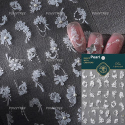 Camellia Tea After Rain Fragrant Flower Paint in Gold White Antique Chinese Characters Adhesive Nail Art Stickers Manicure Decal (ONLINE ORDER ONLY)