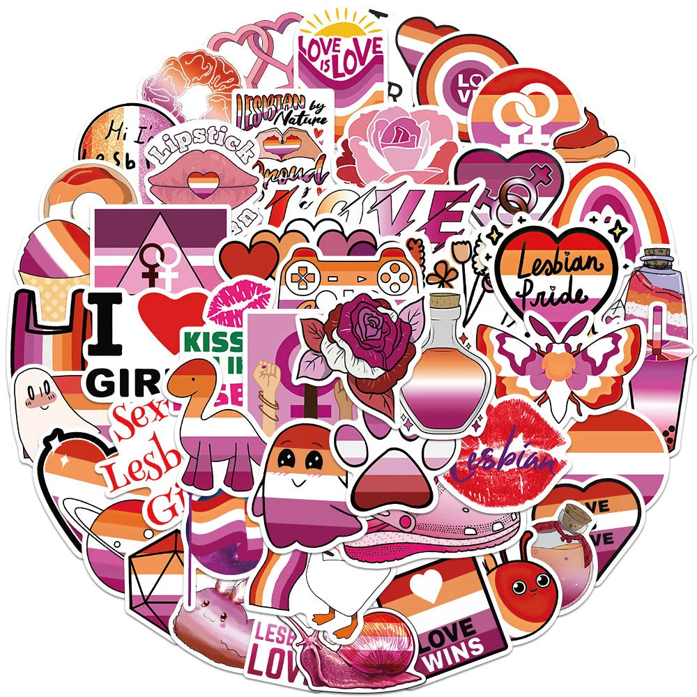 10/30/50PCS Purple Lesbian Graffiti Stickers Cartoon Decal Skateboard Laptop Motorcycle Luggage Phone Bike Waterproof Sticker (ONLINE ORDER ONLY)