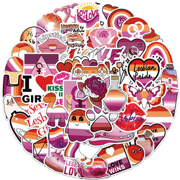 10/30/50PCS Purple Lesbian Graffiti Stickers Cartoon Decal Skateboard Laptop Motorcycle Luggage Phone Bike Waterproof Sticker (ONLINE ORDER ONLY)
