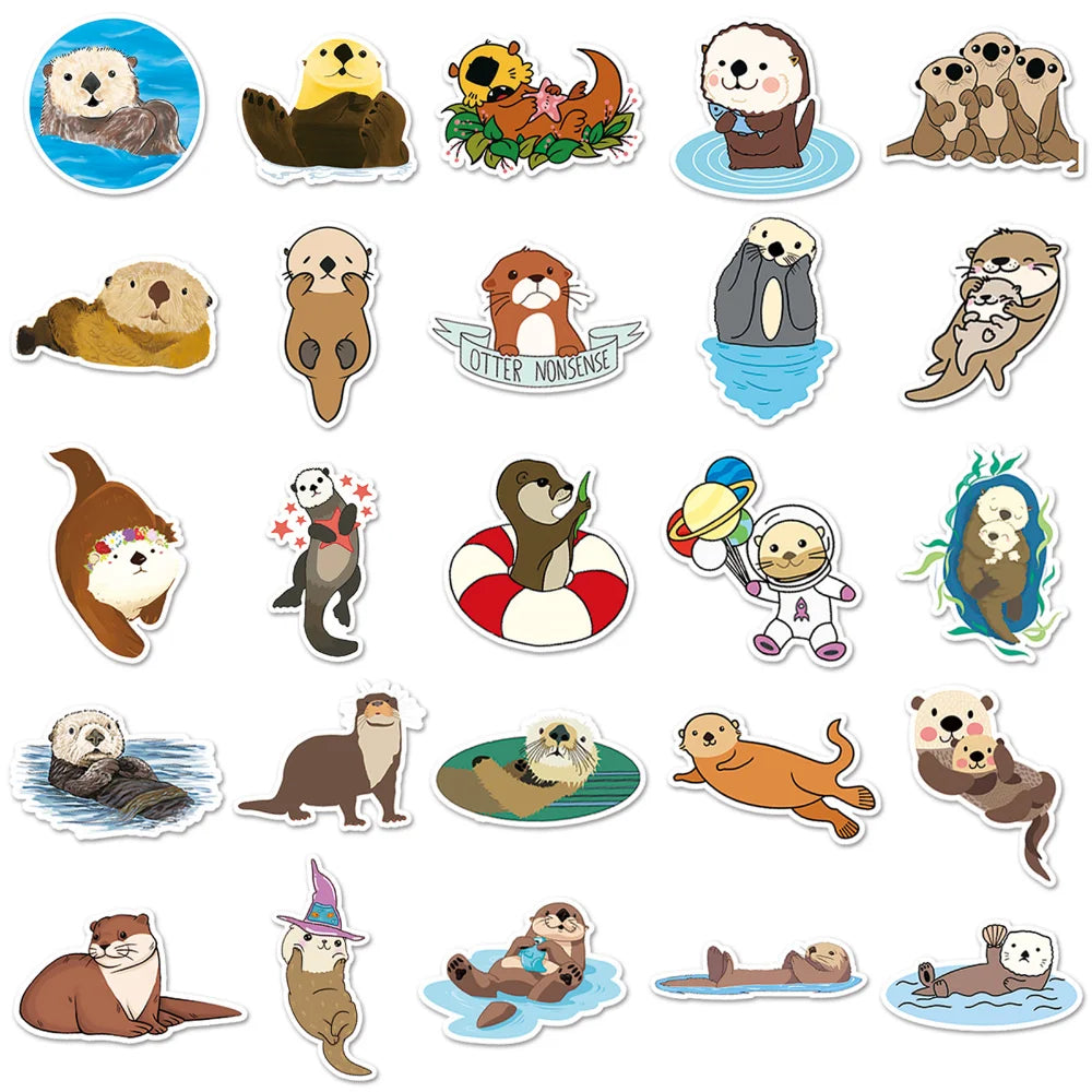 10/50Pcs Cute Animal Otter Masking Stickers Scrapbooking Diary Japanese Stationery Paper Deco School Supplies (ONLINE ORDER ONLY)