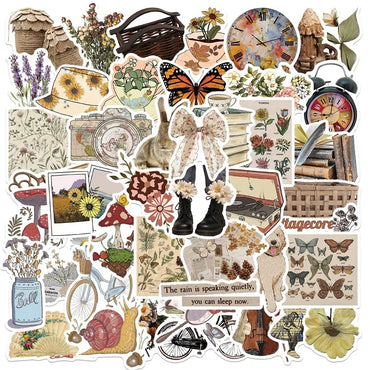 10/30/50PCS Vintage Things Sticker Aesthetic PVC Children's Decoration Korean Stationery Scrapbooking School Supplies for Kids (ONLINE ORDER ONLY)