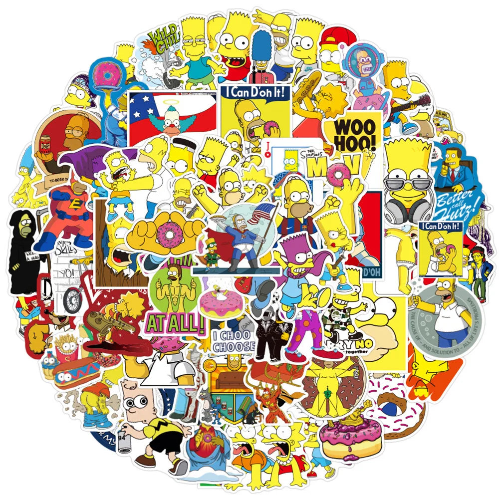 10/30/50/100pcs Funny Cartoon Simpsons Anime Stickers Decoration Laptop Suitcase Phone Car Cool Waterproof Sticker for Kids Toys (ONLINE ORDER ONLY)