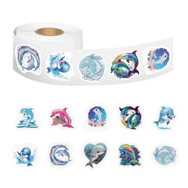 100-500pcs Cute Dolphin Stickers Reward Stickers Kids Toys DIY Scrapbook Party Gift Decoration Label Stationery Sticker (Online Order Only)