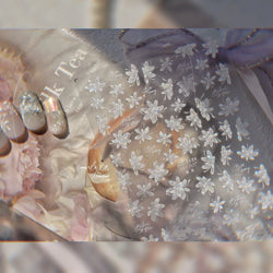 White Pink Flower Dreamy Romantic Petal Jelly Shiny Peach Blossom Polarized Light Delicate Nail Art Stickers 5D Manicure Decals (ONLINE ORDER ONLY)