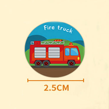 100-500pcs Vehicle Thank You Stickers Cute Cartoon Ambulance Taxi Teacher Reward Sticker for Kids Birthday Party Seal Labels (Online Order Only)