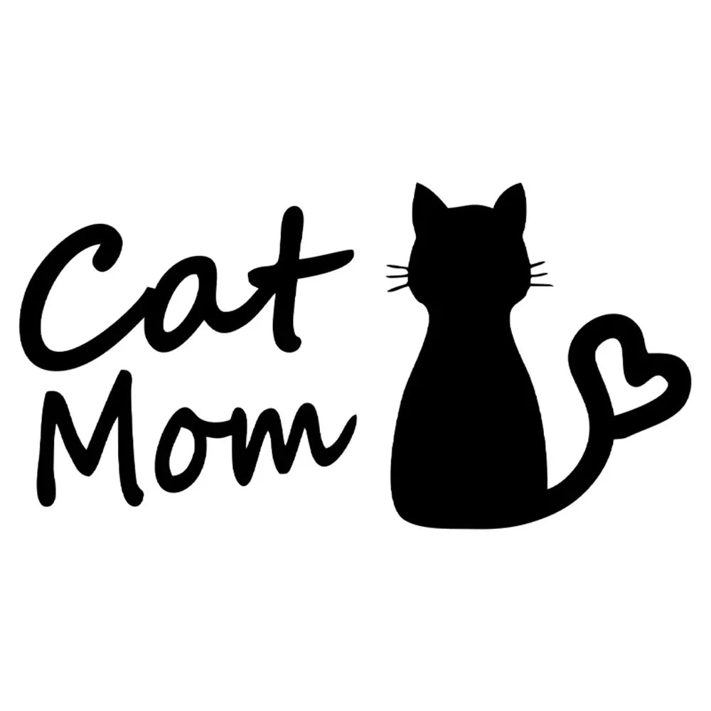 Cat Mom Car Sticker FunnyVinyl Deca Decor Black Silver for FiatStickers (ONLINE ORDER ONLY)