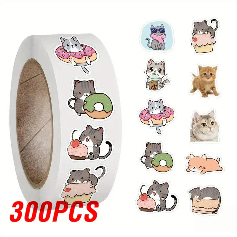 100-500pcs Cute Cat Animal Reward Sticker New Kids' Motivational Stickers DIY Creative Stationery Office Self-adhesive Lable (ONLINE ORDER ONLY)