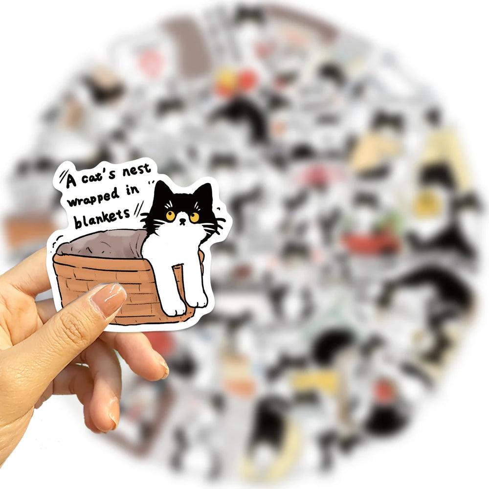 50PCS Cute Cow Cat Stickers Vinyl Waterproof Funny Cats Decals for Water Bottle Laptop Skateboard Scrapbook Luggage Kids Toys (ONLINE ORDER ONLY)