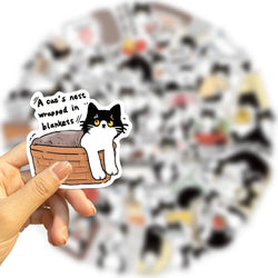 50PCS Cute Cow Cat Stickers Vinyl Waterproof Funny Cats Decals for Water Bottle Laptop Skateboard Scrapbook Luggage Kids Toys (ONLINE ORDER ONLY)