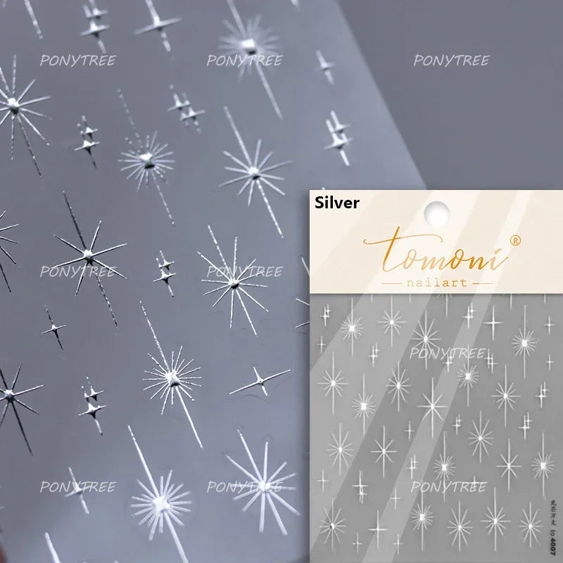 Chic Colourful Star Moon Curved Line Arc Necklace Love Heart Hanging in The Air Cherry Adhesive Nail Art Stickers Manicure Decal (Online Order Only)