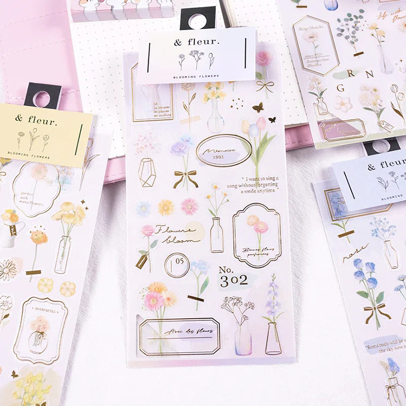 2pcs Japanese Cute Bear Strawberry Flower Landscaping Stickers Scrapbooking Junk Journal Planner Collage Material Stationery (ONLINE ORDER ONLY)