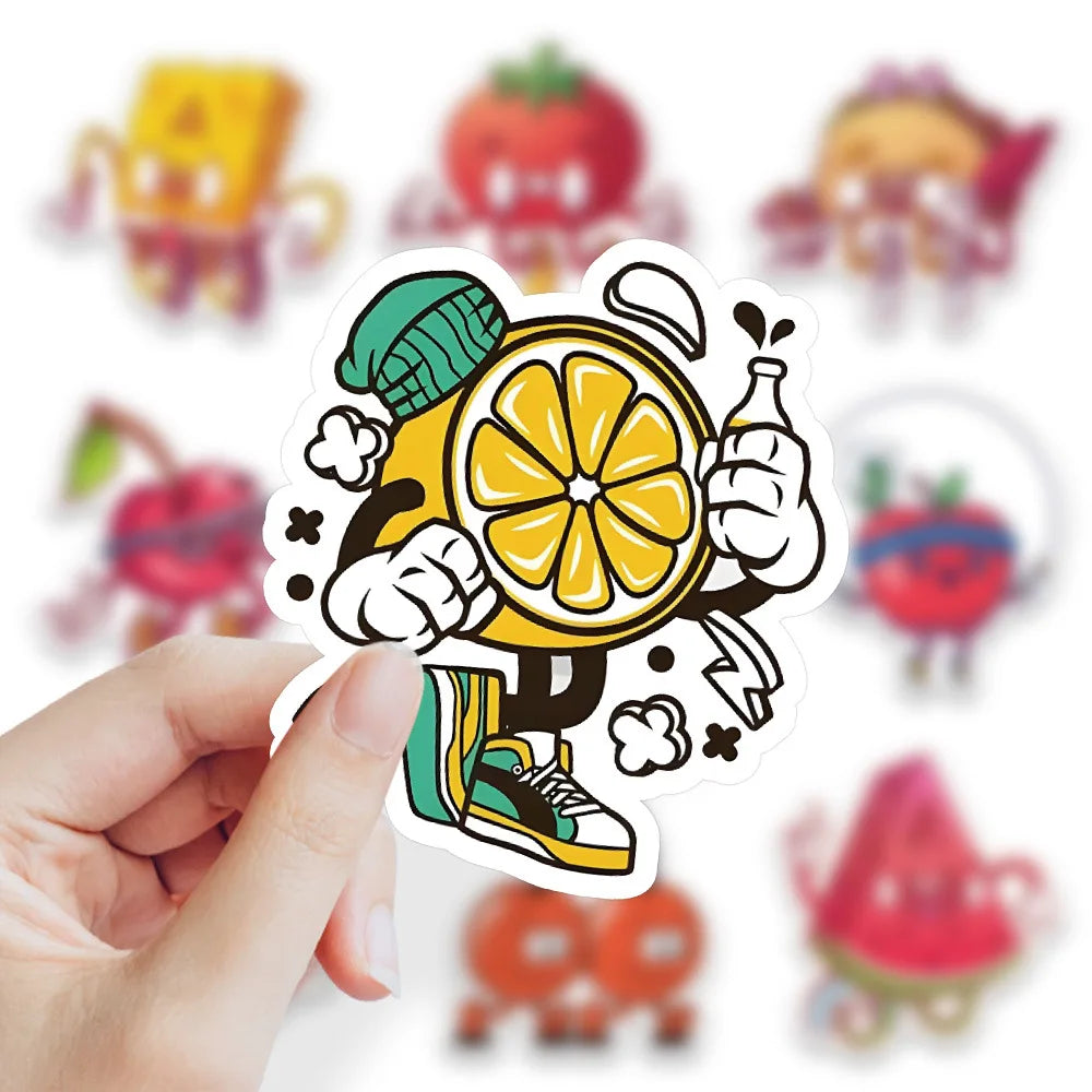 Cute Food Meme Stickers: Fruit, Vegetable, Dessert Decals for Laptop, Phone, Guitar, Bike, Kids Toy (ONLINE ORDER ONLY)