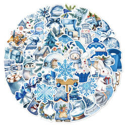 Blue Winter Stickers Pack - Cartoon Decals for Scrapbook, Laptop, Car, Skateboard (Online Order Only)