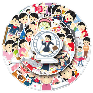 10/30/50PCS Irasutoya Stickers Illustration Graffiti Sticker Funny Cartoon Meme Decoration Laptop Phone Guitar Bike Skateboard (ONLINE ORDER ONLY)