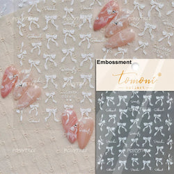 Shiny White Black Pink Bowknot Silk Ribbon Love Heart Charming Star Refined Lace Self Adhesive Nail Art Stickers Manicure Decals (ONLINE ORDER ONLY)