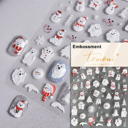 Snowman Apple Stars Gift Bell Snowflake Christmas Tree 3D Jelly Self Adhesive Nail Art Stickers Santa Claus Xmas Manicure Decals (ONLINE ORDER ONLY)