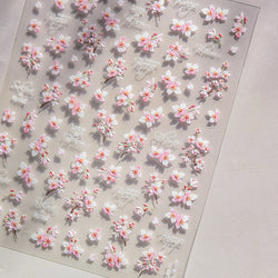 Flowers Blooming Cherry Blossom Sakura Living Peach Branch 5D Soft Relief Spring Adhesive Nail Art Sticker Chic Manicure Decals (ONLINE ORDER ONLY)