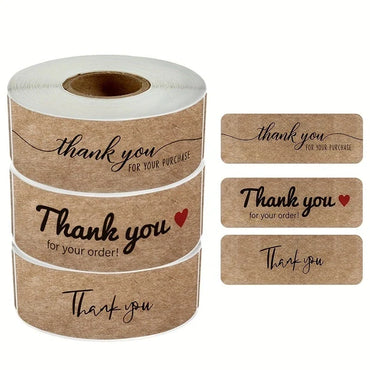 120pcs/roll Kraft Paper Thank You Stickers DIY Gift Packaging Decoration for Personalized Gifts and Business Label (Online Order Only)