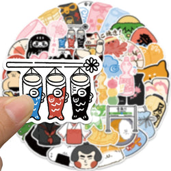 50Pcs Japanese Style Stickers Peace Amulet Carp Streamer Aesthetic Decals Graffiti Stickers Waterproof Skateboard Laptop Kid Toy (ONLINE ORDER ONLY)
