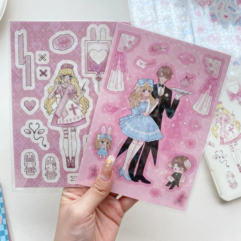 Cute Retro Comic Girl Stickers Diary Scrapbooking DIY Album Decoration Sticker Couple Aesthetic Kawaii Stationery Stick Label (ONLINE ORDER ONLY)