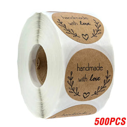 100-500pcs Round Natural Kraft Handmade Stickers Scrapbooking For Package Adhesive Thank You Sticker Seal Labels Stationery (ONLINE ORDER ONLY)