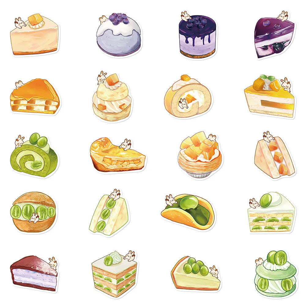 Cute Cartoon Food Cake Dessert Bunny Sticker Packs (ONLINE ORDER ONLY)