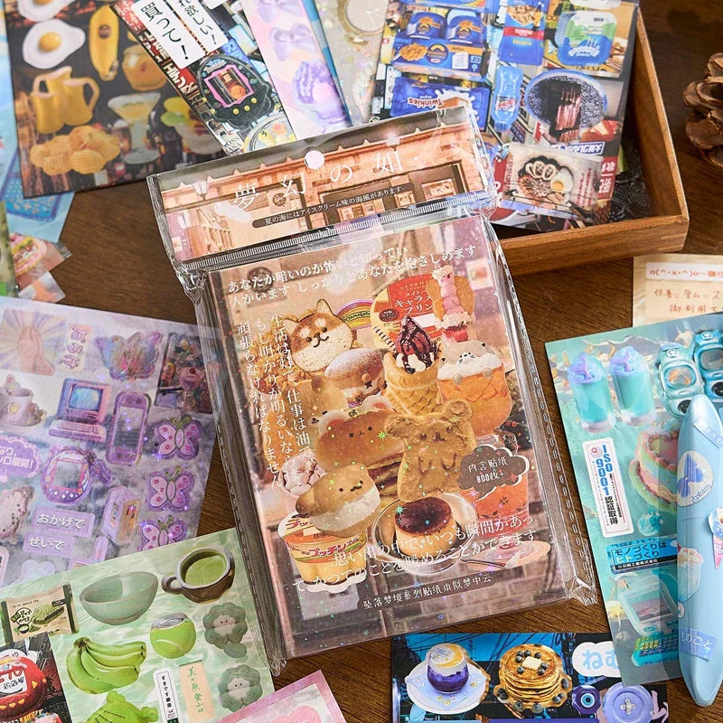 45 Sheets/book Vintage Japanese Die Cut Decorative Sticker Ins Cute Food Laptop Scrapbook Journal Kawaii Stickers Kids Gift (Online Order Only)
