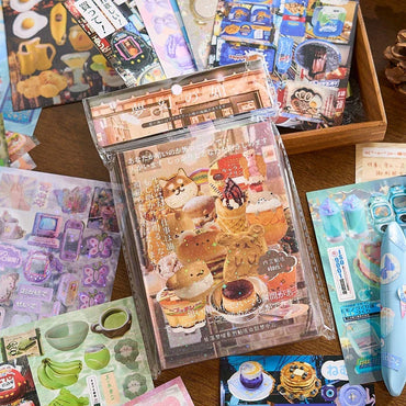 45 Sheets/book Vintage Japanese Die Cut Decorative Sticker Ins Cute Food Laptop Scrapbook Journal Kawaii Stickers Kids Gift (Online Order Only)