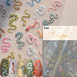 Auspicious Peach Blossom Snake Fan Flower The Spring Festival Tiger Head Adhesive Nail Art Stickers Red Lantern Manicure Decals (Online Order Only)