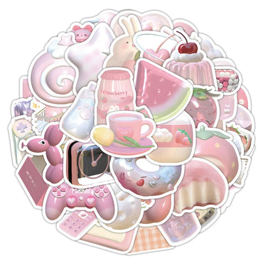 3D Kawaii Pink Cartoon Stickers for Planner, Scrapbook, Phone, Laptop, Fridge (Online Order Only)