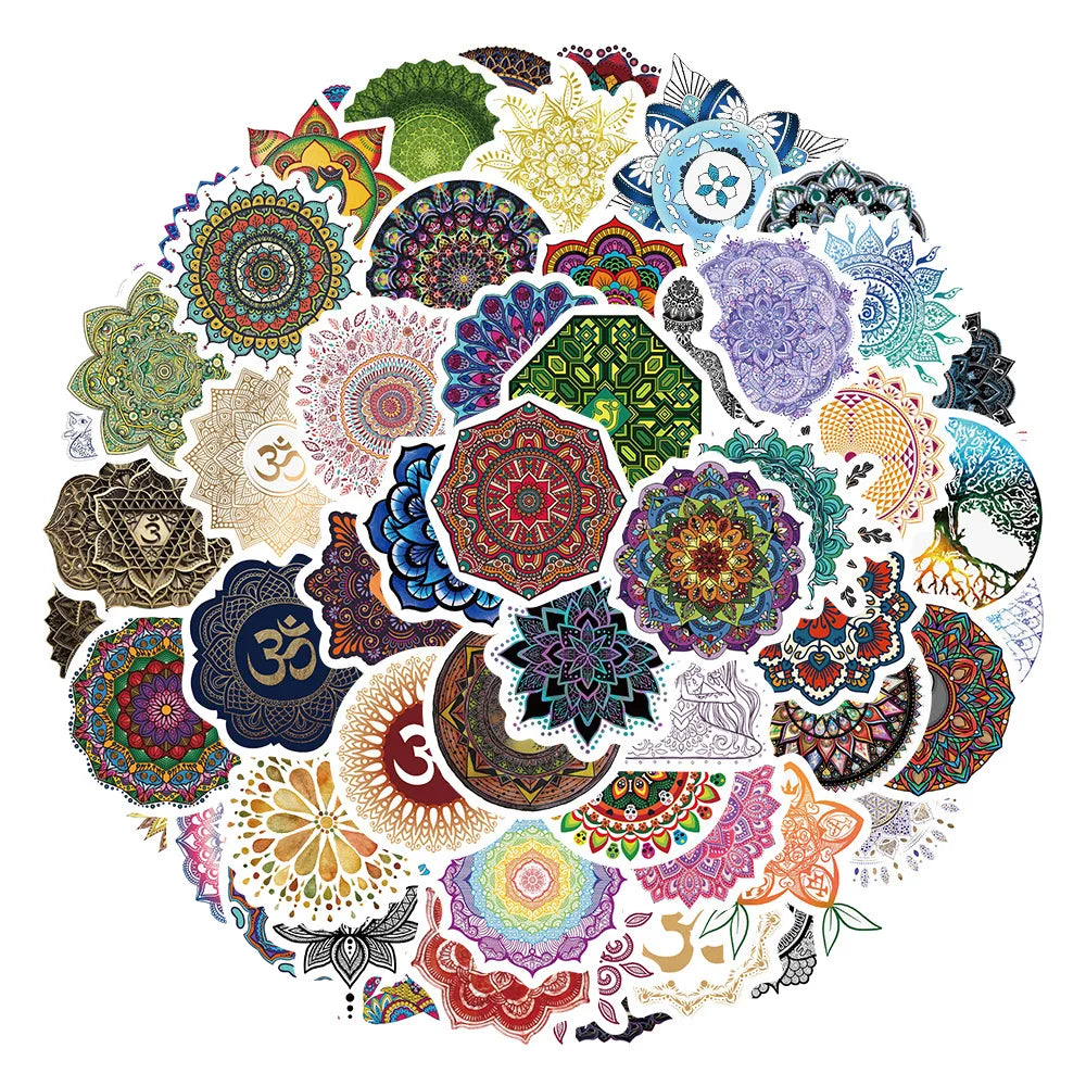 Mandala Flower Graffiti Stickers for Suitcase, Skateboard, Laptop, Luggage, Phone - 10/30/60Pcs (ONLINE ORDER ONLY)