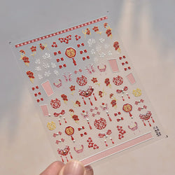 Embroidery Yunjin Brocade Tassels Bowknot Butterfly Flower Rose Camellia Adhesive Nail Art Stickers Rhinestone Manicure Decals (Online Order Only)