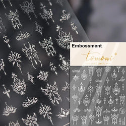 Charming Golden Gradient Shiny Rhinestone Jelly Butterfly Flower Petal Bowknot 3D Self Adhesive Nail Art Sticker Manicure Decals (ONLINE ORDER ONLY)