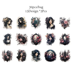 30pcs Dark PET Sticker Pack DIY Decoration (ONLINE ORDER ONLY)
