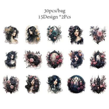 30pcs Dark PET Sticker Pack DIY Decoration (ONLINE ORDER ONLY)