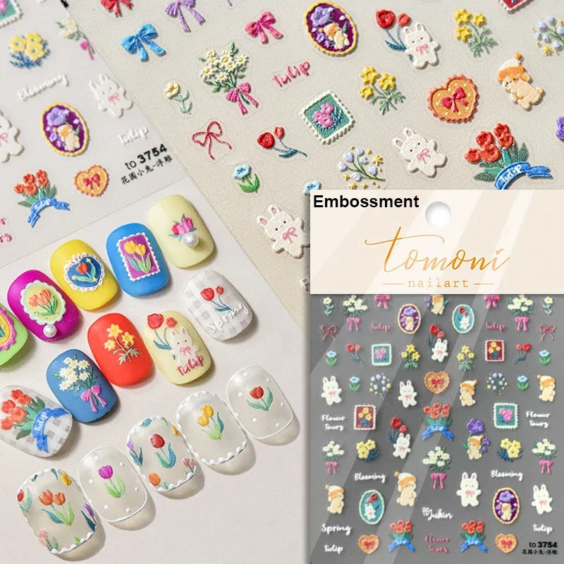 Hot Stamping Colourful Sunflower Starry Night Impressionism Embossment Adhesive Nail Art Sticker Shiny Rhinestone Manicure Decal (Online Order Only)