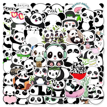 Kawaii Panda Cartoon Stickers 10/30/50PCS Cute Animal DIY Scrapbook Laptop Bike Skateboard Guitar Kids Gift (Online Order Only)
